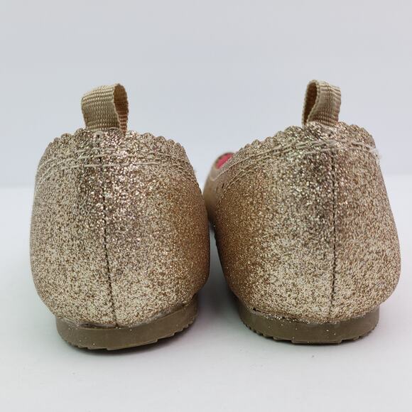 Carters Ellaria Girls Size 13 Gold Glitter Slip On Casual Ballet Flats Shoes - Picture 7 of 8